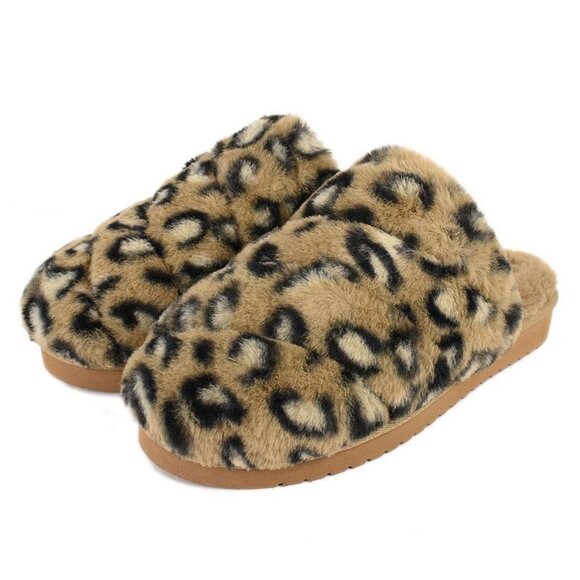 Koolaburra By UGG Womens Starleen Leopard Faux Fur Print Slip On Slippers Size 8 - Picture 2 of 5
